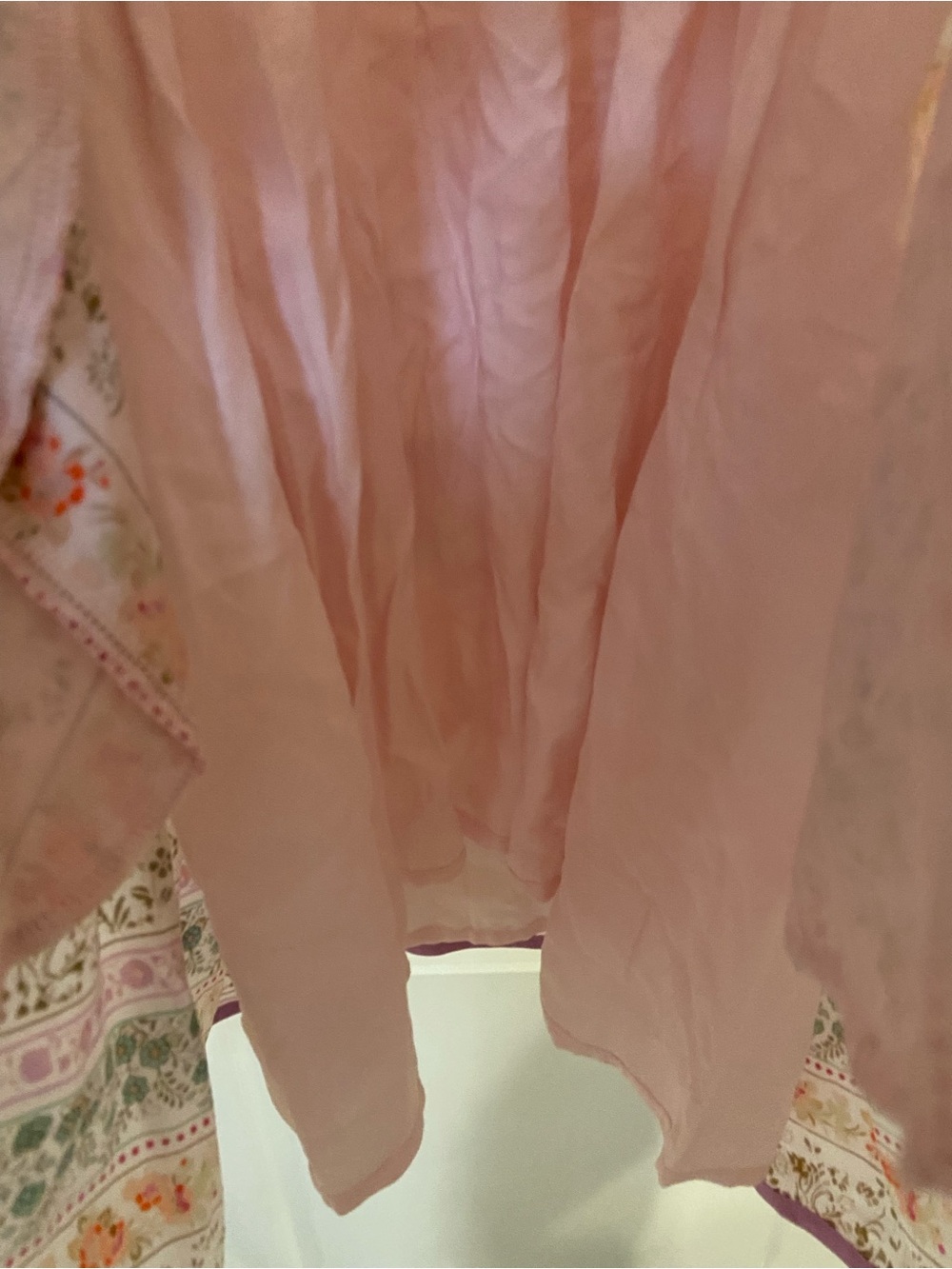 New Boho Floral Striped Ruffle Tiered Puff Sleeve Dress with Ruffle Bib Collar - Picture 7 of 7